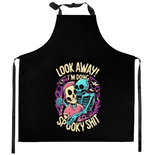 Spooky Shit Skeleton Girl in Arm Halloween Kitchen Aprons