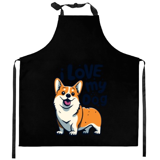 I Love My Dog Kitchen Aprons | Adorable Puppy Kitchen Aprons