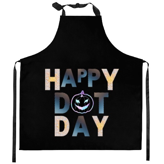 Happy dot day pumpkin polka dot Kitchen Aprons