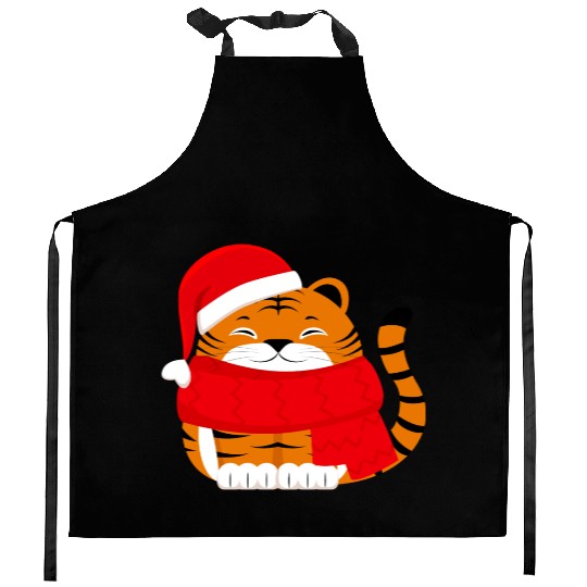 Cute Winter Tiger Cub Kitchen Aprons