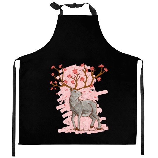 Cherry Blossom Deer Sakura Kitchen Aprons