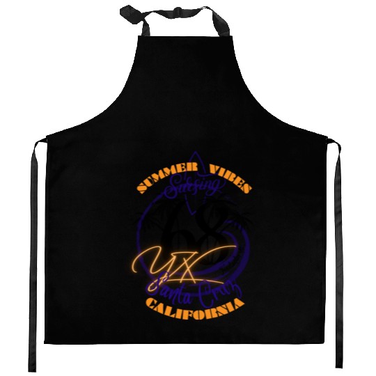 Santa Cruz California summer vibes surfing Kitchen Aprons