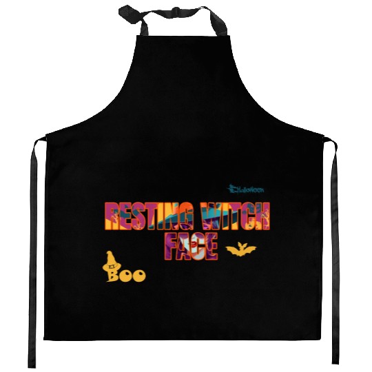 Resting Witch Face Design Kitchen Aprons