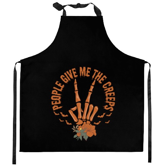 People Give Me The Creeps Skeleton Hand Kitchen Aprons