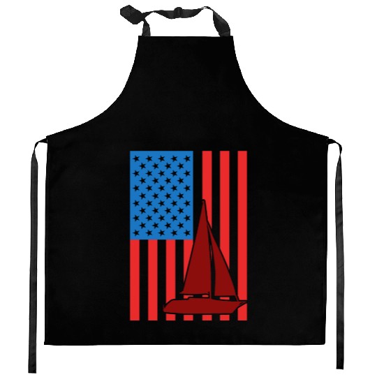 Sailing USA Flag Kitchen Aprons