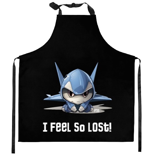 Little Lost Cute F35 Fighter Plane Illustration Kitchen Aprons