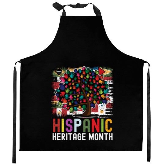 Hispanic Heritage Month Hand Flags Latin Kitchen Aprons