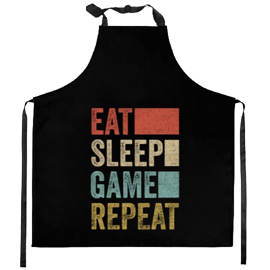 Vintage Retro Gamer Accessory Eat Sleep Game Kitchen Aprons