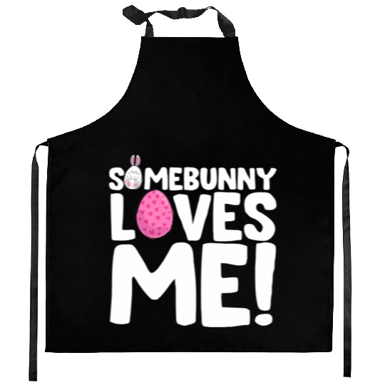 Somebunny Loves Me Easter Bunny Egg Quote Kitchen Aprons