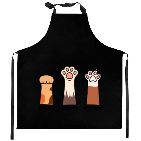 Rock Paper Scissors with Cat Paws Kitchen Aprons