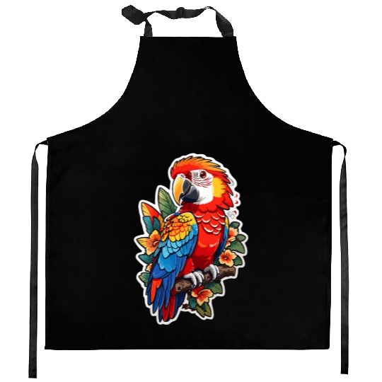 Scarlet Macaw Kawaii Kitchen Aprons