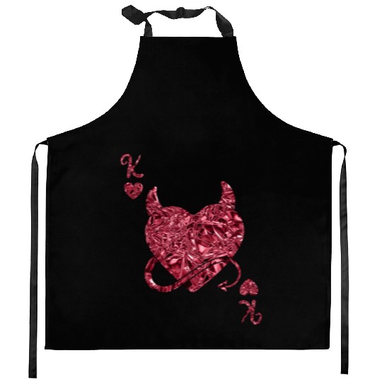 Halloween Card Game King of Hearts Devilish Kitchen Aprons