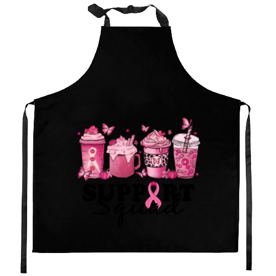breast cancer coffee support squad Kitchen Aprons