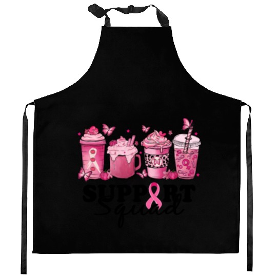 breast cancer coffee support squad Kitchen Aprons