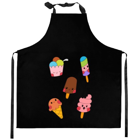 Cute Sweet Ice Cream Sticker Pack Kitchen Aprons