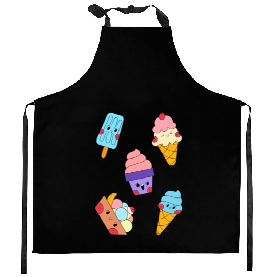 Cute Sweet Ice Cream Sticker Pack Kitchen Aprons