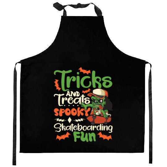 Spooky Horror Skateboarder Halloween Skateboarding Kitchen Aprons