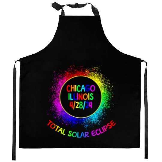 Total Solar Eclipse Chicago Illinois 4/28/24 Kidsf Kitchen Aprons
