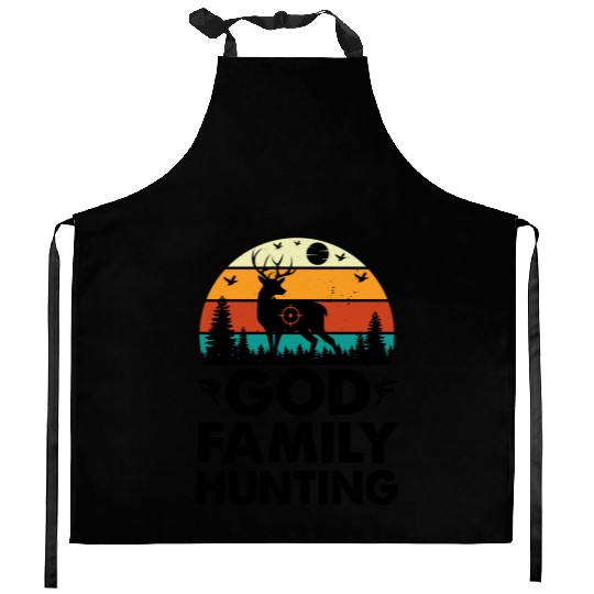 God Family Hunting Kitchen Aprons