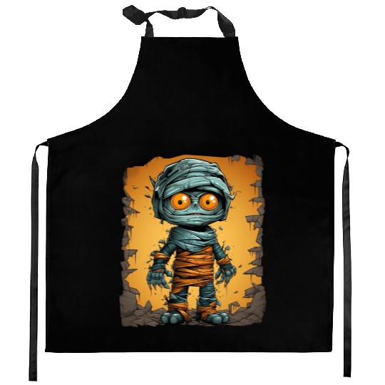 Halloween Spooky Cartoon Mummy Kitchen Aprons