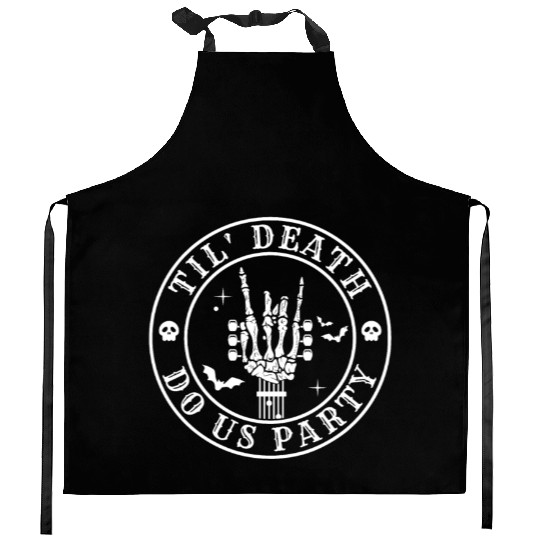 Till Death Do Us Party Skeleton Hand Rock Kitchen Aprons
