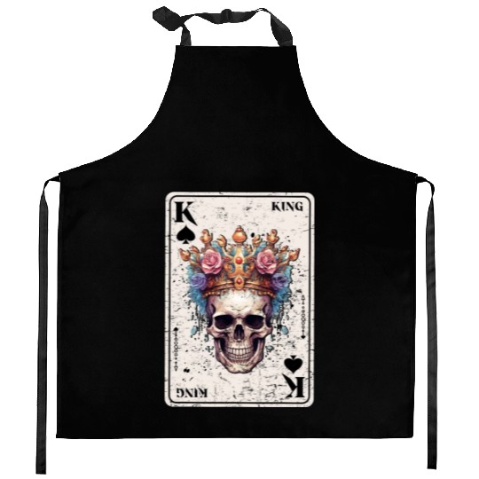 King on Spades Horror Halloween Card Game Creepy Kitchen Aprons