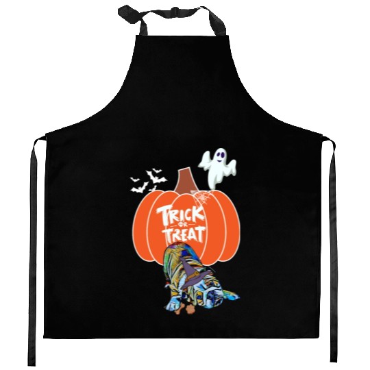 Halloween French Bulldog Trick or Treating Kitchen Aprons