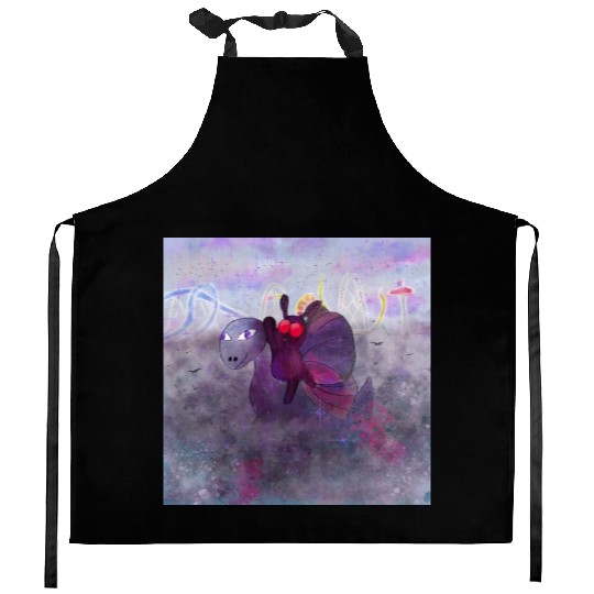 Mothman and Bessie the Lake Erie Monster's Vacay Kitchen Aprons
