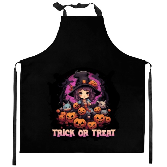 Cute Halloween witch Kitchen Aprons