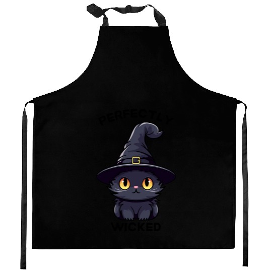 Wicked Cat Witch Funny Halloween Witch Kitchen Aprons