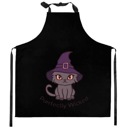 Wicked Cat Witch Funny Halloween Witch Kitchen Aprons