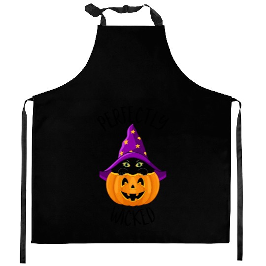 Wicked Cat Witch Funny Halloween Witch Kitchen Aprons