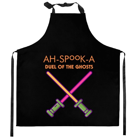 Ahs-Booka: Duel of the Ghosts Retro Halloween Kitchen Aprons