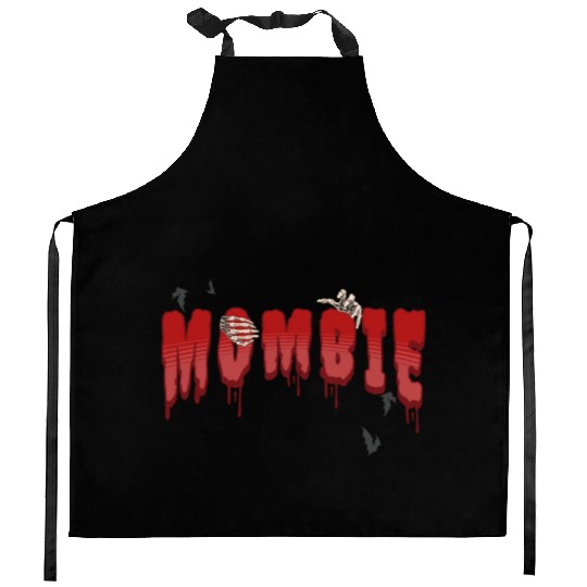 mombie; scary; blood; zombie; halloween; mom; Kitchen Aprons