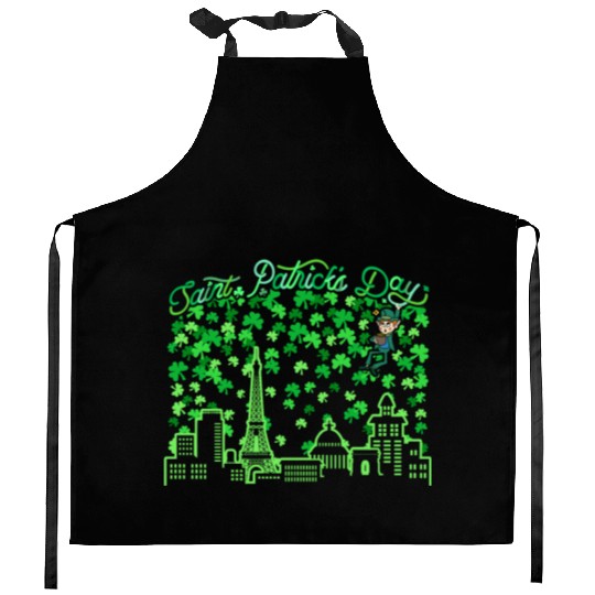 Saint Patrick's Day Paris France Kitchen Aprons