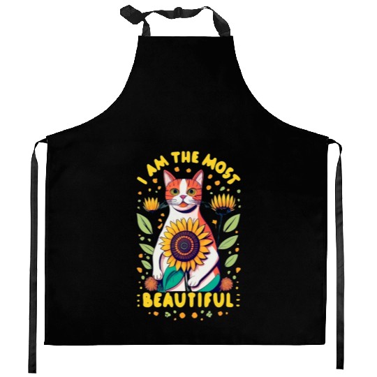 Cat with Flowers Amazing Kitchen Aprons Design for Pets