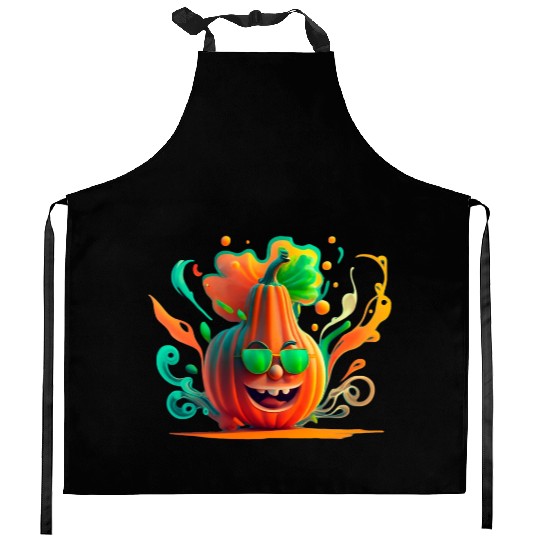 Funny tropic pumpkin Kitchen Aprons