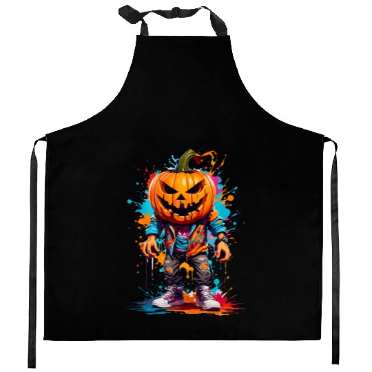 Scary Pumpkin Punk Kitchen Aprons