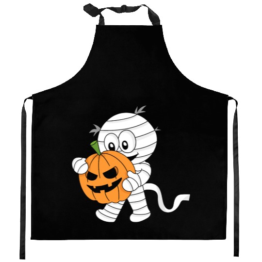 Boo with pumpkin Kitchen Aprons - Funny Halloween