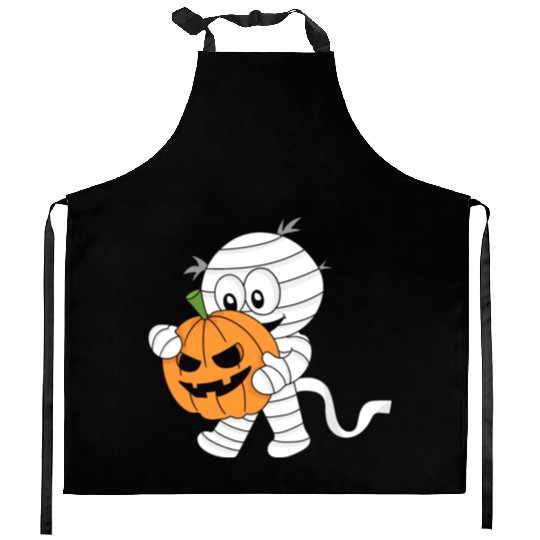 Boo with pumpkin Kitchen Aprons - Funny Halloween