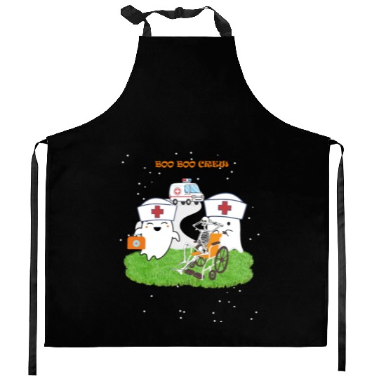 Funny Halloween Boo Boo Crew Ghost Nurse Kitchen Aprons