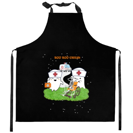 Funny Halloween Boo Boo Crew Ghost Nurse Kitchen Aprons