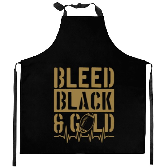 Bleed Black and Gold Group School Football Sports Kitchen Aprons