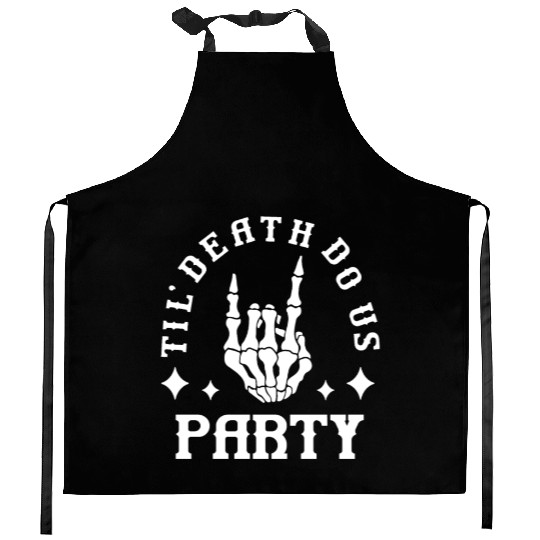 Halloween Till Death Do Us Party Skeleton Hand Kitchen Aprons