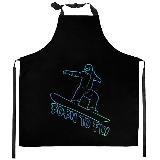 Snowboarding Born to Fly Snowboard Snowboarders Kitchen Aprons