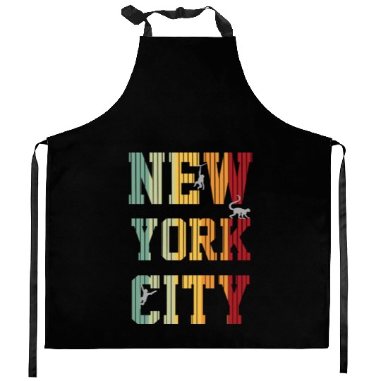 New York City Monkey Kitchen Aprons graphique