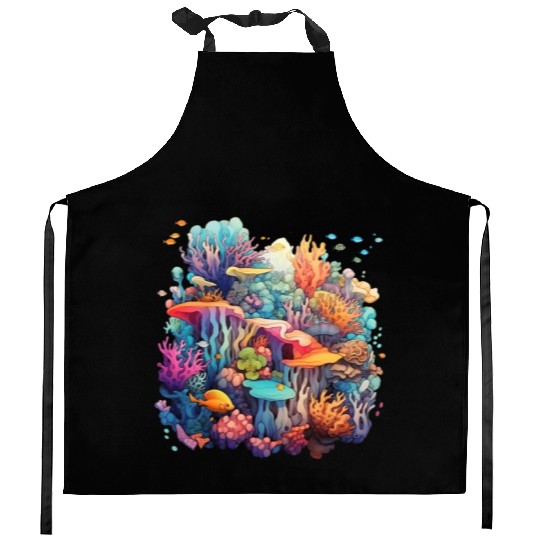 Coral Kaleidoscope: Nature's Mosaic Kitchen Aprons