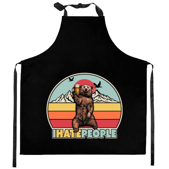 I Hate People Bear Kitchen Aprons