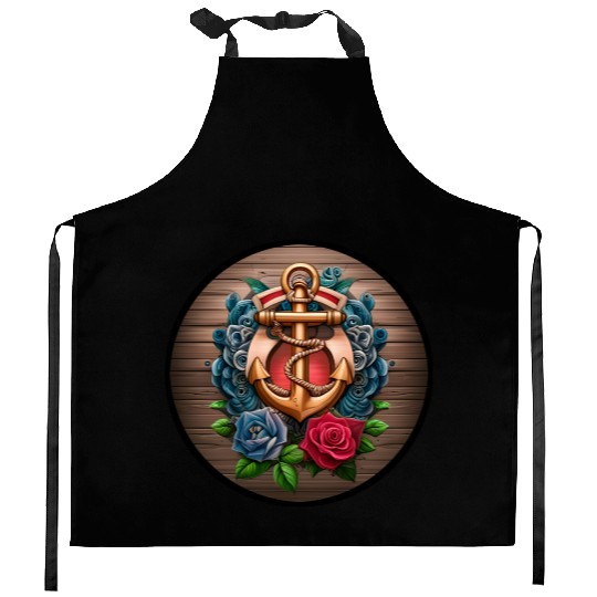 Anchor / Boat / Ship / Rope / Sea / Lake / Roses Kitchen Aprons