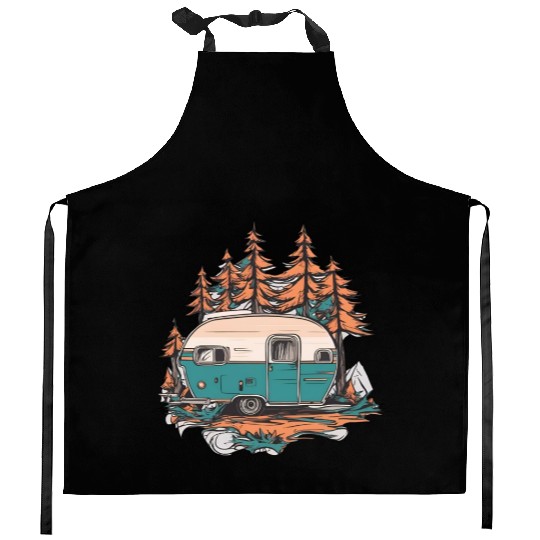 Camper / camping / Wildness / Tree / Forest Kitchen Aprons